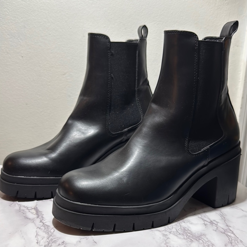 Black Leather Ankle Boots Never Worn